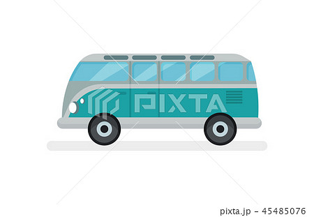 Flat vector icon small retro van. Motor vehicle for road trip. Urban transport. Automobile theme 45485076