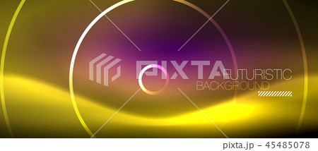 Neon glowing techno lines, hi-tech futuristic abstract background template with square shapes Neon glowing techno lines, hi-tech futuristic abstract background template with square shapes 45485078