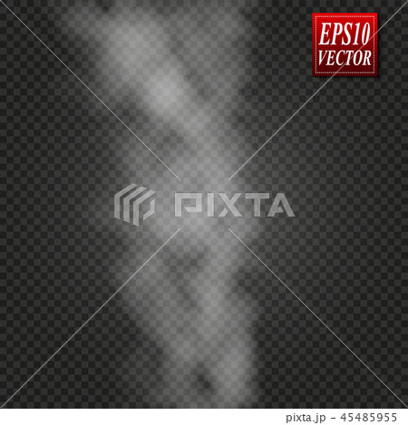 Fog or smoke isolated transparent special effect. White vector cloudiness, mist or smog background 45485955