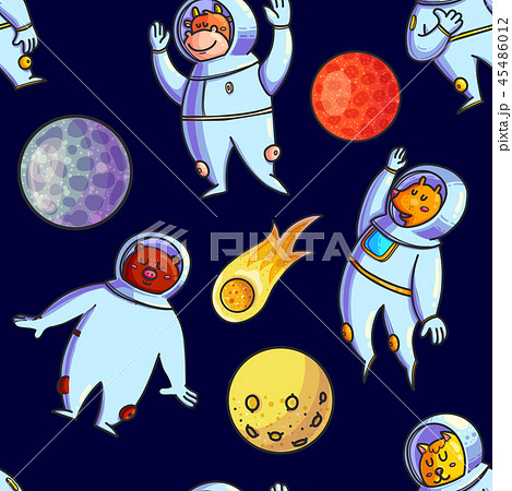 Space hand drawn vector seamless pattern 45486012