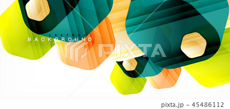 Glossy color hexagons modern composition background, shiny glass design 45486112