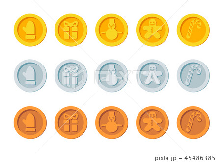 Cryptocurrency logo set for Christmas Fairs and Markets. Santa crypto currency Christmas winter new 45486385