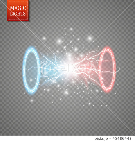 Magic fantasy portal. Futuristic teleport. Light effect. Blue candles rays of a night scene with 45486443