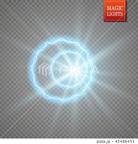 Magic fantasy portal. Futuristic teleport. Light effect. Blue candles rays of a night scene with 45486453