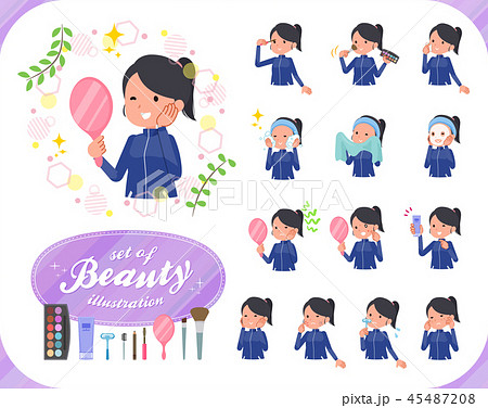 flat type school girl Blue jersey_beauty 45487208
