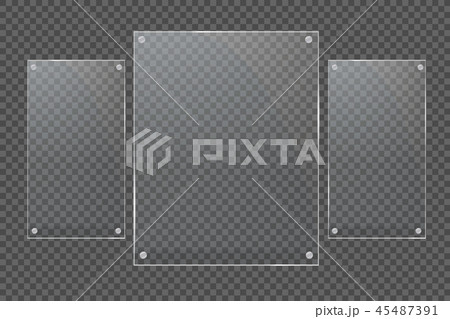 Glass plates are installed. Vector glass banners on a transparent background. Glass. Glass paintings 45487391