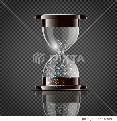 True transparent sand hourglass isolated on white background. Simple and elegant sand-glass timer True transparent sand hourglass isolated on white background. Simple and elegant sand-glass timer 45489091