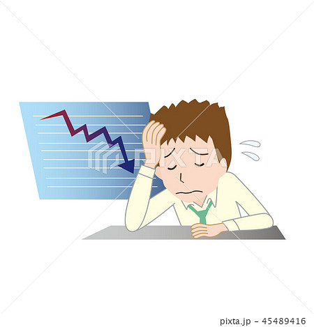 株価　暴落　不安　男性　落ち込む 45489416