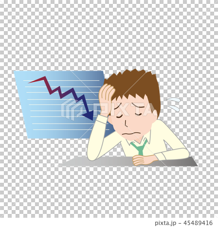 株価　暴落　不安　男性　落ち込む 45489416