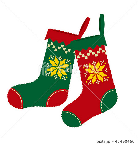 クリスマスのイメージの靴下 雪の結晶のイラスト クリスマスプレゼント ノルディック柄のイラスト素材