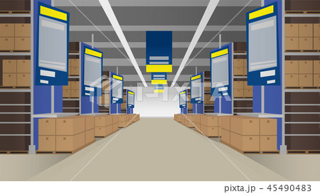 hypermarket inside with empty spaces hypermarket inside with empty spaces 45490483