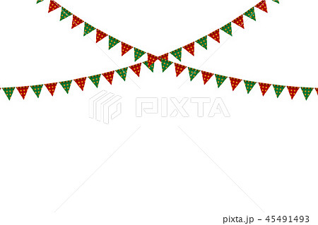 イラスト素材 クリスマスのイメージのカラフルな三角旗 パーティーフラッグ 横位置 ベクターデータのイラスト素材