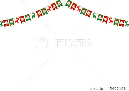 イラスト素材 クリスマスのイメージの三角旗 パーティーフラッグ 横