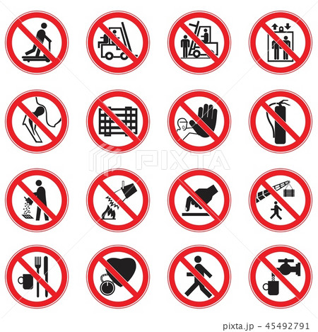 Set Of Red Circle Standard Prohibition Signs 45492791