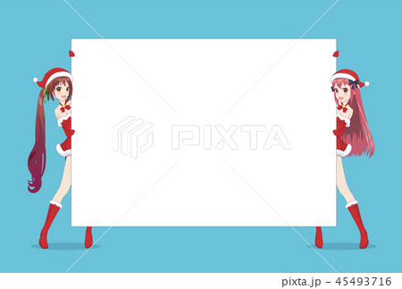 Two anime manga woman looks out from behind poster 45493716