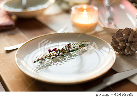 table setting for christmas dinner at home 45495939