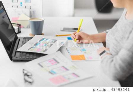 web designer working on user interface at office 45498541
