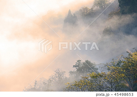 雲海と霧模様と里山 45498653