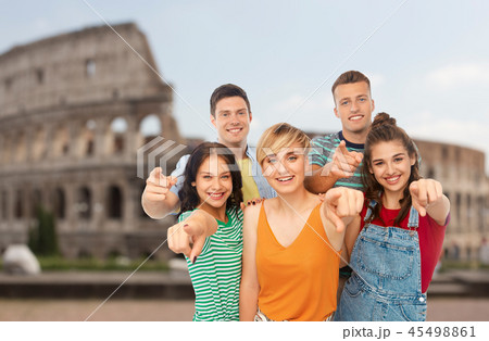 friends pointing at you over coliseum background friends pointing at you over coliseum background 45498861