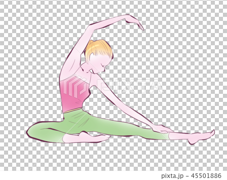 健康美容運動！伸展，腳，上半身，下半身，整個身體的插圖圖像 45501886