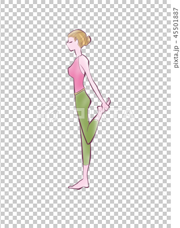 健康美容運動!伸展,腳,上半身,下半身,整個身體的插圖圖像 健康美容運動!伸展,腳,上半身,下半身,整個身體的插圖圖像 45501887