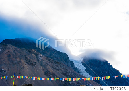 Traditional buddhist prayer flags  45502308