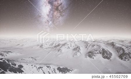 aerial view of Milky Way above snow terrain aerial view of Milky Way above snow terrain 45502709