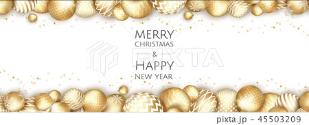 Banner with Christmas gold balls. Banner with Christmas gold balls. 45503209