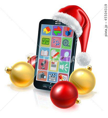 Christmas Mobile Phone in Santa Hat Christmas Mobile Phone in Santa Hat 45504319