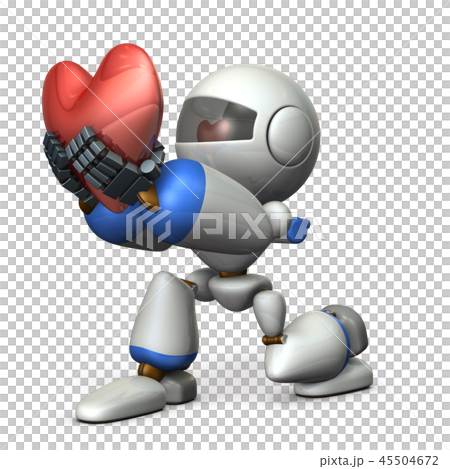 Kneeling, robot giving out heart Kneeling, robot giving out heart 45504672