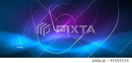 Neon glowing techno lines, hi-tech futuristic abstract background template with geometric shapes 45505524