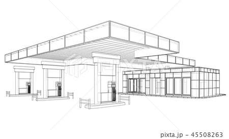 Gas Station. Vector rendering of 3d 45508263