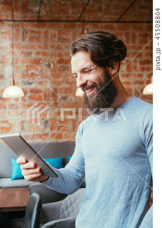 man holding tablet online mobility digital device man holding tablet online mobility digital device 45508804