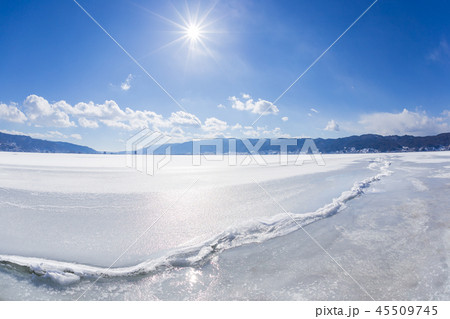 魚眼_長野諏訪湖_御神渡り 魚眼_長野諏訪湖_御神渡り 45509745