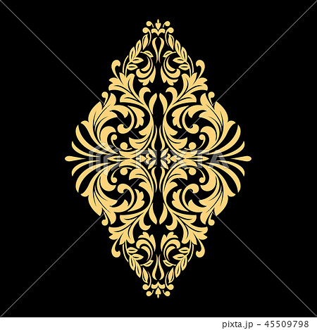 Golden pattern on a black background. Damask  45509798