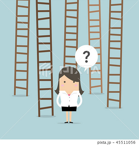 Businesswoman choices ladder to success. 45511056