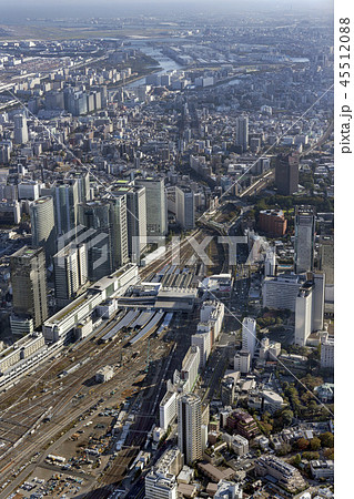 品川駅付近を空撮の写真素材 4551