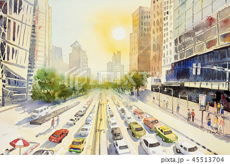 Street top view of the town Bangkok in Thailand. Street top view of the town Bangkok in Thailand. 45513704