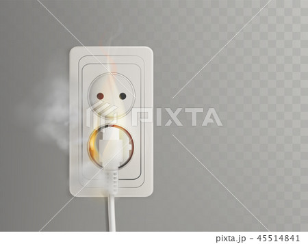 Burning electrical outlet with power plug vector Burning electrical outlet with power plug vector 45514841