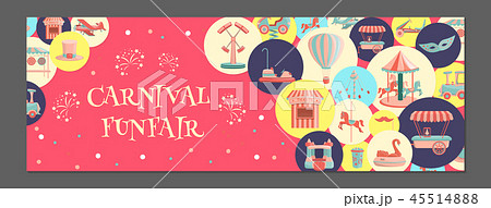 Horizontal banner with amusement park icons Horizontal banner with amusement park icons 45514888