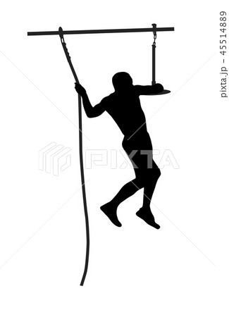 Black silhouette of a man overcoming the obstacle. Black silhouette of a man overcoming the obstacle. 45514889
