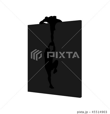 Black silhouettes of people overcoming the wall 45514903
