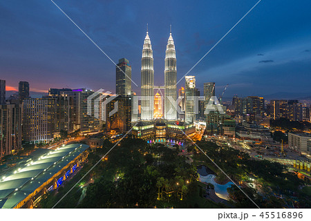 Kuala Lumpur skyline and skyscraper at night Kuala Lumpur skyline and skyscraper at night 45516896