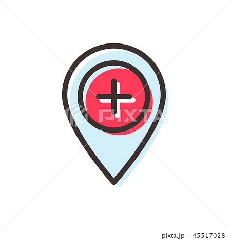 hospital map pin flat outline icon 45517028
