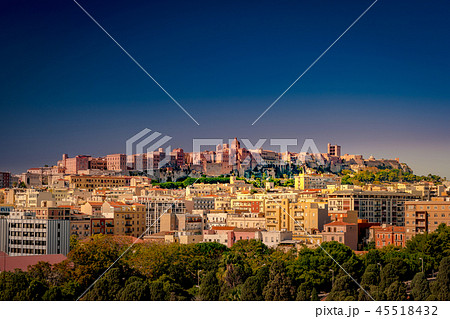 Cagliari at sunset, capital of the region of Sardinia, Italy. 45518432