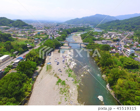 上空から眺めた「親鼻橋」〜ドローンで空撮（埼玉県秩父郡長瀞町長瀞･皆野町下田野） 45519315