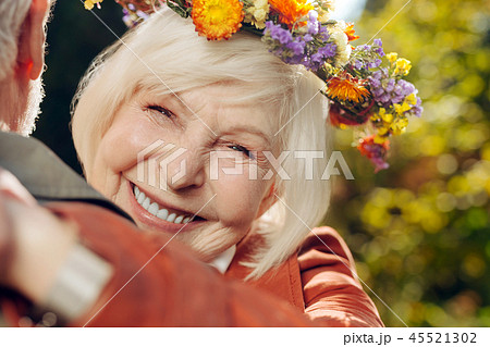 Portrait of a happy nice aged woman 45521302