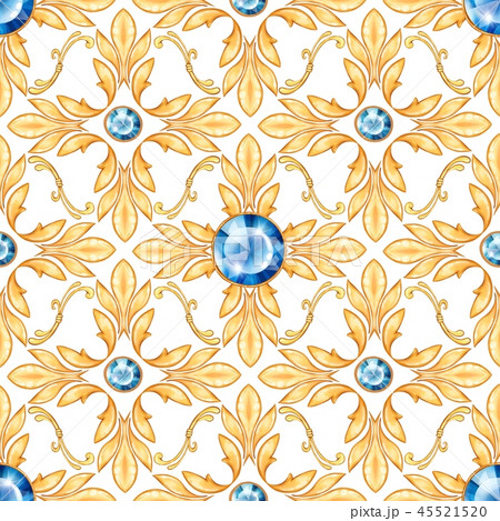 Seamless baroque pattern with gems 45521520