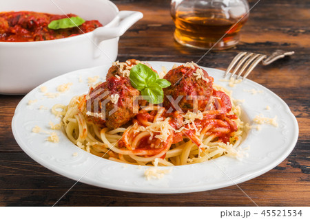 Pasta and meatballs with tomato sauce 45521534