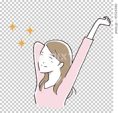 女性　背伸び　シンプル手描き風 45524360